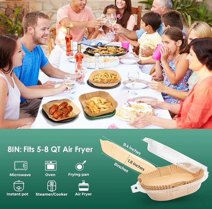 Air Fryer Paper Liners, 125Pcs Parchment Paper, Disposable & Microwave